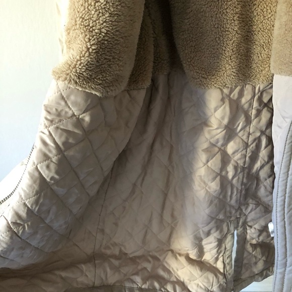 H&M Parka Faux Fur Hooded Y2K Jacket in Tan S - Picture 8 of 16